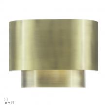 Livex Lighting 50299-01 - 1 Light Antique Brass ADA Sconce with Antique Brass Metal Shade with Shiny White Inside