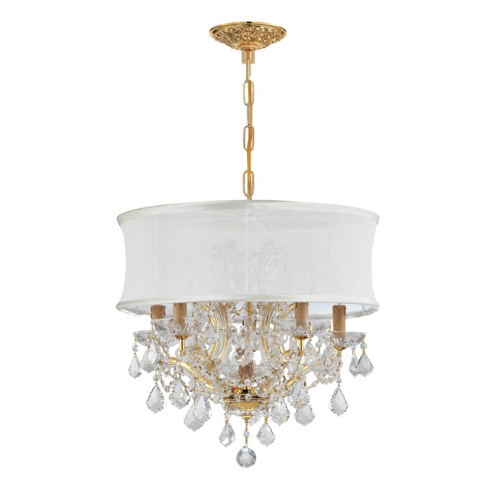 Brentwood 6 Light Spectra Crystal Gold Drum Shade Chandelier