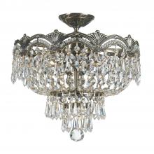 Crystorama 1483-HB-CL-SAQ - Majestic 3 Light Spectra Crystal Historic Brass Semi Flush Mount