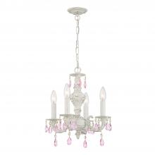 Crystorama 5024-AW-RO-MWP - Paris Market 4 Light Rose Crystal Antique White Mini Chandelier