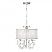  5623-CH - Hampton 3 Light Polished Chrome Clear Crystal Drum Shade Mini Chandelier