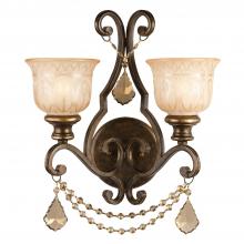 Crystorama 7502-BU-GT-S - Norwalk 2 Light Golden Teak Swarovski Strass Crystal Bronze Umber Sconce