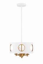 Crystorama ODE-700-MT-GA - Odelle 4 Light Matte White + Antique Gold Pendant