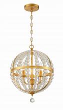 Crystorama ROX-A9003-GA - Roxy 3 Light Antique Gold Mini Chandelier