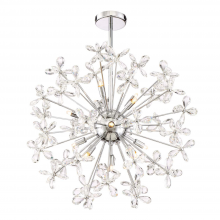 ZEEV Lighting CD10206-12-CH - 12-Light Floral Crystal Pedal Sputnik Chrome Pendant Light