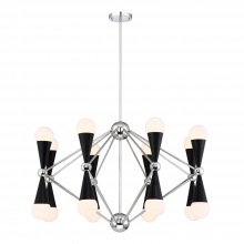 ZEEV Lighting CD10221-16-PN+MBK - 16-Light 36" Geometric Prism Decorative Chandelier