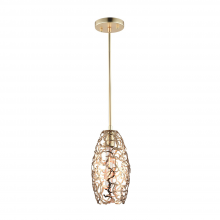 ZEEV Lighting MP40024-1-SG - 1-Light 6" Organic Matte Gold Metal Convex Shade Mini Pendant