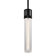 ZEEV Lighting P11708-E26-SBB-G3 - 3" E26 Cylindrical Pendant Light, 12" Fluted Glass and Satin Brushed Black Finish