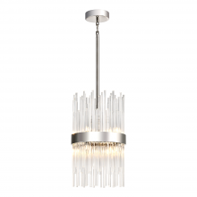 ZEEV Lighting P30106-8-PN - 8-Light 10" Sleek Polished Nickel Banded Cylindrical Crystal Pendant