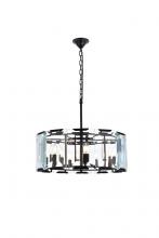 Elegant 1211D26FB - Monaco 6 Light Flat Black (Matte) Chandelier Clear Glass Crystal