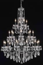 Elegant 2016G36DB/RC - St. Francis 24 Light Dark Bronze Chandelier Clear Royal Cut Crystal