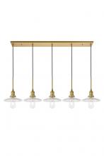 Elegant LD4040D48BR - Waltz 5 Light Brass Pendant