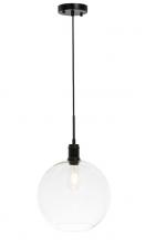 Elegant LD6207BK - Emett 1 Light Black and Clear Glass Pendant