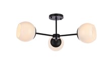 Elegant LD649F26BK - Briggs 26 Inch Flush Mount in Black with White Shade