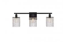 Elegant LD7010BK - Phineas 3 lights bath sconce in black with clear crystals