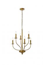 Elegant LD7046D24BR - Westley 6 Lights Pendant in Brass