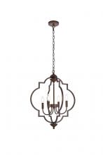 Elegant LD7065D20WOK - Sandara 4 Lights Pendant in Weathered Oak