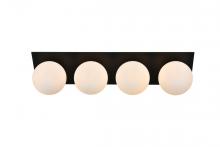 Elegant LD7304W29BLK - Jillian 4 Light Black and Frosted White Bath Sconce