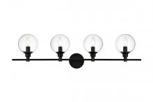 Elegant LD7318W38BLK - Jaelynn 4 Light Black and Clear Bath Sconce