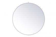 Elegant MR4739WH - Metal Frame Round Mirror with Decorative Hook 39 Inch in White