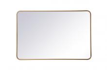 Elegant MR802842BR - Soft Corner Metal Rectangular Mirror 28x42 Inch in Brass