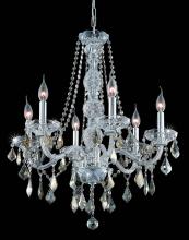 Elegant V7856D24C-GT/RC - Verona 6 Light Chrome Chandelier Golden Teak (Smoky) Royal Cut Crystal