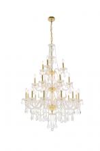 Elegant V7890G38G/RC - Giselle 21 Light Gold Chandelier Clear Royal Cut Crystal