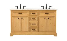 Elegant VF15060DNW - 60 Inch Double Bathroom Vanity in Natural Wood