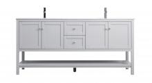 Elegant VF22272DGR - 72 Inch Double Bathroom Vanity in Grey