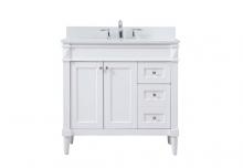 Elegant VF31836WH-BS - 36 Inch Single Bathroom Vanity in White with Backsplash