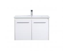 Elegant VF44030WH - 30 Inch Single Bathroom Floating Vanity in White