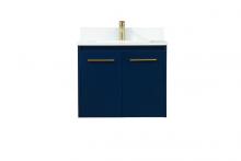 Elegant VF44524MBL-BS - 24 Inch Single Bathroom Vanity in Blue with Backsplash