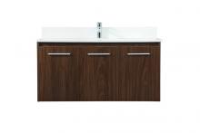 Elegant VF44540MWT-BS - 40 Inch Single Bathroom Vanity in Walnut with Backsplash