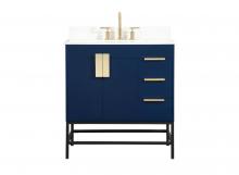  VF48832MBL-BS - 32 Inch Single Bathroom Vanity in Blue with Backsplash