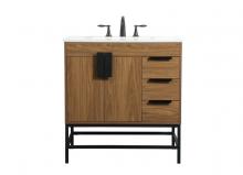 Elegant VF48832WB - 32 Inch Single Bathroom Vanity in Walnut Brown