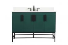 Elegant VF48848MGN-BS - 48 inch Single bathroom vanity in green with backsplash