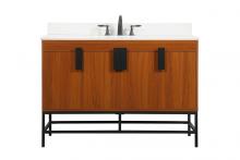 Elegant VF48848MTK-BS - 48 inch Single bathroom vanity in teak with backsplash