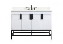 Elegant VF48848MWH-BS - 48 inch Single bathroom vanity in white with backsplash