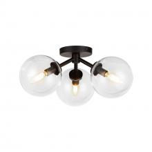 ALORA  SF549315MBCL - Cassia 15-in Matte Black/Clear Glass 3 Lights Semi-Flush