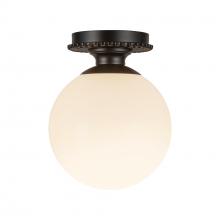 Alora Lighting SF430108MBGO - Otis 8-in Matte Black/Glossy Opal Glass Socket Semi-Flush Mount