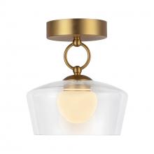 Alora Lighting SF443308BGCL-UNV - Leota 8-in Brushed Gold/Clear Glass LED Semi-Flush Mount