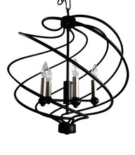 HOMEnhancements 70142 - Vivio Kaleesi 5-Light Candle Base Spiral Braid Cage Pendant - Matte Black/Brushed Nickel