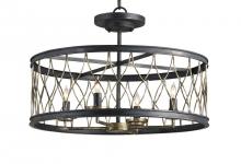 Currey 9902 - Crisscross Black Semi-Flush Mo